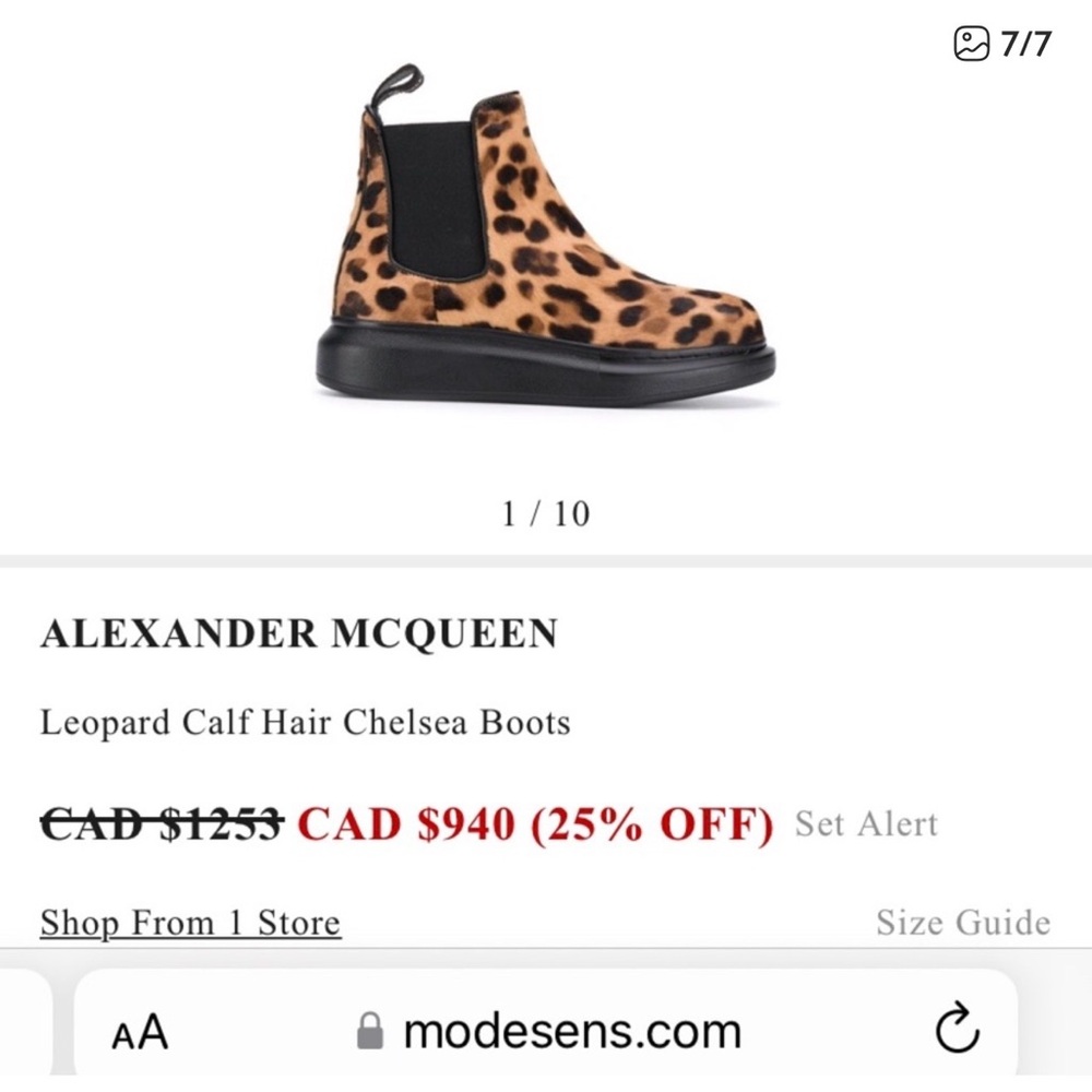 Alexander McQueen Leopard Print Chelsea Boots - NWOT - Picture 4 of 4